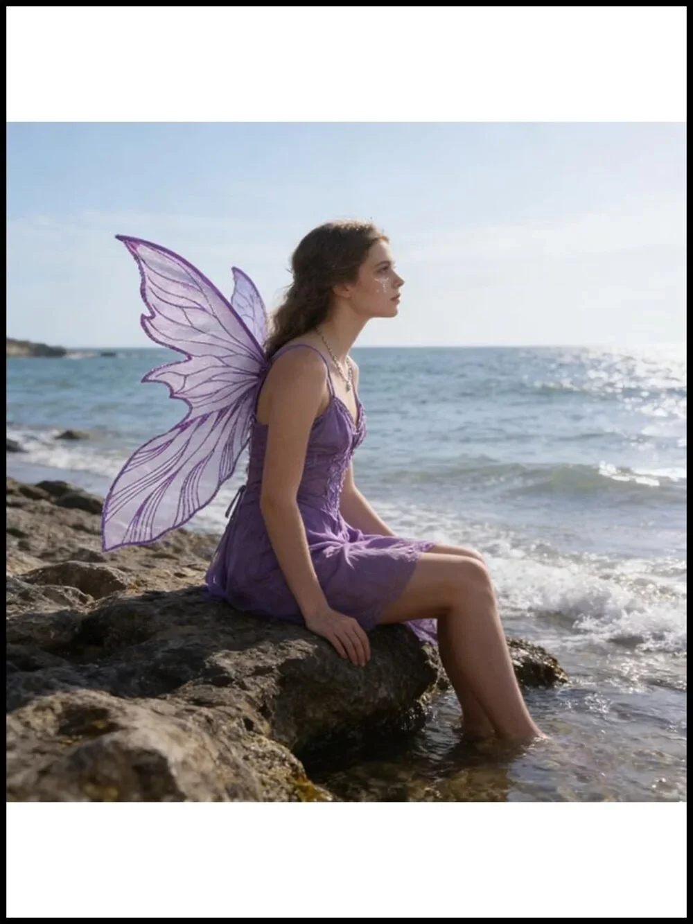Mermaid Fairy Wings with Head Chain Cosplay Halloween Adult Sheer Polyester